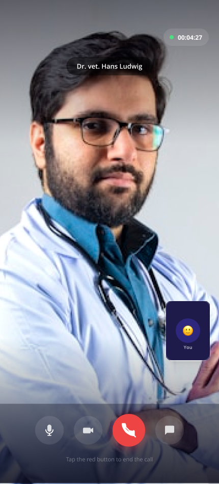 PetAid mobile consultation flow, screen 6 of 8
