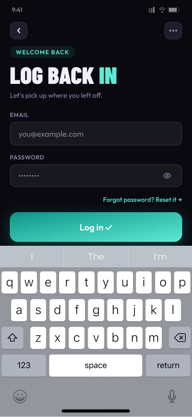 Redesigned login screen