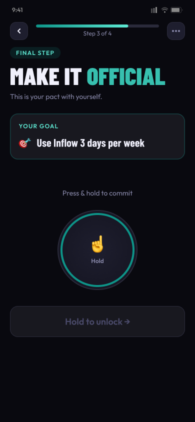Redesigned goal commitment screen with clearer purpose and feedback
