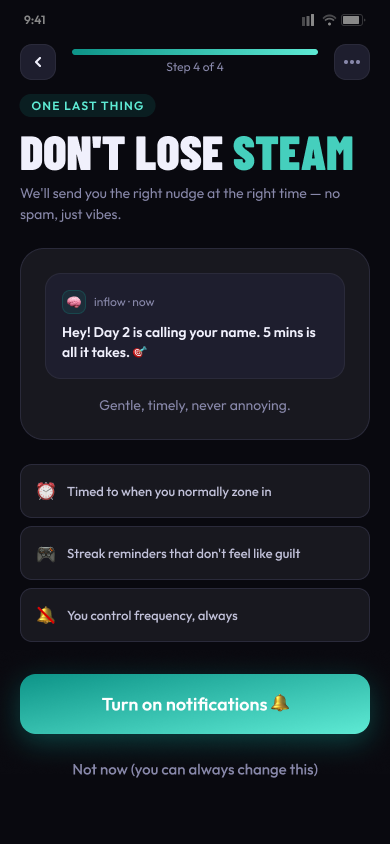 Redesigned notification preference screen