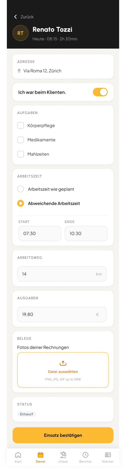 Longevo reporting screen 3 of 4