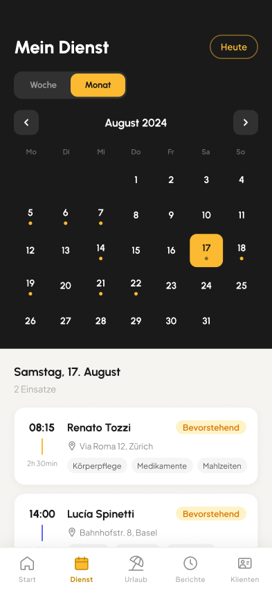 Longevo scheduling screen 2 of 3